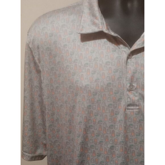 Huk Polo Shirt Mens 2XL XXL Gray Short Sleeve Fishing All Over Print Outdoor - Picture 4 of 12
